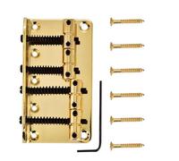 Puente para bajo, puente para bajo de 4 cuerdas Puente para bajo eléctrico de 4 cuerdas de metal profesional con tornillos y llave hexagonal para afinación precisa y mejora (Oro)