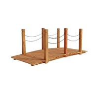 Puente Relaxdays para jardín, Postes con Cadenas, Madera de Abeto, para Estanque, 55×150×67 cm