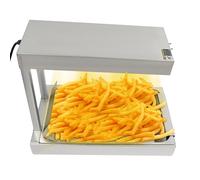 Puente térmico de 750 W, calentador de alimentos, 56 x 33 x 46,5 cm, sartén para freír, control con un solo toque, calentador de patatas fritas eléctrico con pala, máx. 80 ℃, cafetería, snackbar, etc