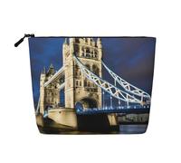 Puente torre de gran capacidad con estampado de cáñamo falso, bolsa de maquillaje, bolsa de viaje, bolsa de aseo con cremallera, negro, talla única, Negro, One Size