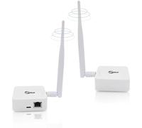 Puente WiFi inalámbrico 2,4 GHz Punto a Punto para Exteriores, Alcance de 1 km, Ideal para Conexiones PtP/PtMP, Antena de Alta Ganancia, alimentación USB-C, 2 Puertos RJ45 Ethernet (Blanco)
