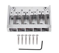Puente y cordal metálicos de 5 cuerdas para bajo eléctrico, repuesto de puente y cordal para bajos de 5 cuerdas, cordal metálico duradero y anticorrosivo con tornillos y llave (Plata)