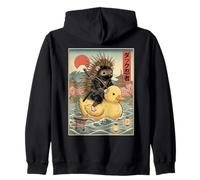 Puercoespín Ninja Japón Vintage Japonés Ukiyo-e Arte Sudadera con Capucha