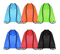 PUERHUACI Mochila Cuerdas,6 Piezas Bolsas Cuerdas,Mochila con Cordón Bolsas,6 Colores Saco de Lazo Impermeable Bolsa,Bolsa de Deporte,Mochila Infantil para Fitness