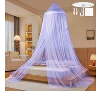 PUERHUACI Mosquitera Cama Matrimonio Individual,Violeta Mosquito Net for Bed Dosel con Kit de Montaje,Mosquitero Cúpula Poliéster Mosquitera Portátil 60x250x1100cm