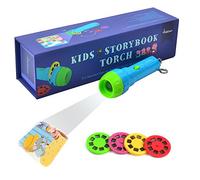 Pueri - Linterna proyector de bolsillo, juguete para niños, 4 cuentos, juguete educativo