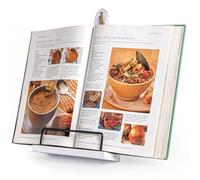 PUERSI Soporte de Libro de Cocina de Madera, Soporte para Recetas, Ajustable para Recetas y Libros, Decoración de Estilo Rústico Retro - Blanco