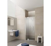 Puerta abatible Kermi PASA XP 1TR 14020, PX1TR14020VAK, Color: Cristal auténtico transparente plateado de alto brillo