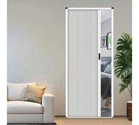 Puerta acordeón corrediza retráctil con manija y tela celular | Ideal for baño, dormitorio, cocina, oficina o caravana, con diseño práctico(White,W46in/116cm-h78in/200cm)