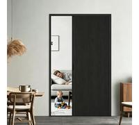 Puerta Acordeon Puerta Concertina De Privacidad, Puerta De Acordeón Plegable Invisible, Negra, Interna Para Baño, Cocina, Armario, Puerta Divisoria Habitación(High 198cm,Wide 135cm)