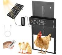 Puerta automática de gallinero solar, puerta automática de gallinero, batería de aluminio con indicador LED, mando a distancia, temporizador, impermeable IP45, puerta automática para gallinas de