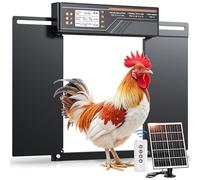 Puerta Automática Grande para Gallinero con Panel Solar de 7W, Puerta Gallinero de Aleación de Aluminio con 4 Modos, Temporizador y Sensor de Luz, Pantalla LCD de Gran Tamaño, con Mando a Distancia