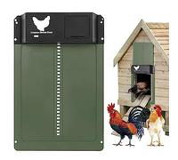 Puerta Automática para Pollos con Corredera y Rieles Guía - Abridor Eléctrico para Gallinero, Cría Segura (Verde)