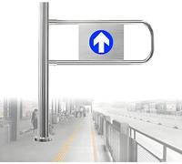 Puerta batiente automática de acero inoxidable para mercados y almacenes, puerta peatonal con función de rebote, construcción de metal segura para zonas de alto tráfico