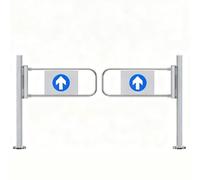 Puerta batiente automática de acero inoxidable para supermercados, barrera de seguridad bidireccional con mecanismo de cierre automático, puerta de acceso peatonal abierta manual de 180° (120 cm x 100