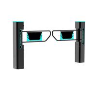 Puerta batiente automática de acero inoxidable para supermercados, transmisión de voz inteligente y pantalla de luz, dispositivo de entrada/salida para tiendas y bibliotecas, diseño negro duradero y