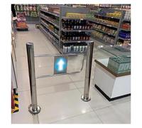 Puerta batiente automática de Acero Inoxidable - Puerta unidireccional Duradera para bibliotecas, Tiendas y centros comerciales, diseño con Montaje en Poste, Apertura a Izquierda/Derecha, 50