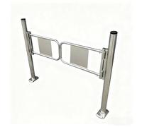 Puerta batiente automática de dos vías para mercado y almacén, puerta de seguridad de metal con función de cierre automático, puerta de entrada peatonal abierta de 180° con soporte de poste (190 cm x