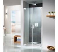Puerta batiente de 2 hojas HSK K2P para nicho, medidas: 120,0 x 200,0 cm, 2107120-41-50edelglas, Cabinas de ducha: Aspecto cromado: ESG transparente con cristal precioso