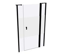Puerta batiente de 4 esquinas de diseño puro con segmento fijo y panel lateral en hueco, anchura:120cm altura:190cm, montaje a izquierda y derecha, 8P7303123373, Cabinas de ducha: Color de perfil Negr