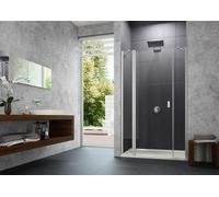 Puerta batiente de 4 esquinas de diseño puro con segmento fijo y panel lateral en hueco, anchura:120cm altura:190cm, montaje a izquierda y derecha, 8P7303092301, Cabinas de ducha: Color del perfil cro