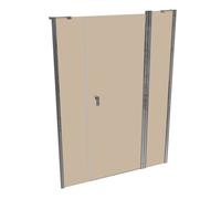 Puerta batiente de 4 esquinas de diseño puro con segmento fijo y panel lateral en hueco, anchura:140cm altura:190cm, montaje a izquierda y derecha, 8P7304092341, Cabinas de ducha: Color del perfil cro