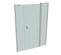 Puerta batiente de 4 esquinas de diseño puro con segmento fijo y panel lateral en hueco, anchura:140cm altura:190cm, montaje a izquierda y derecha, 8P7304087315, Cabinas de ducha: Color del perfil pla