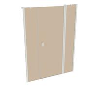 Puerta batiente de 4 esquinas de diseño puro con segmento fijo y panel lateral en hueco, anchura:140cm altura:190cm, montaje a izquierda y derecha, 8P7304182378, Cabinas de ducha: Color del perfil Whi