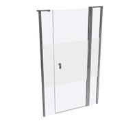 Puerta batiente de 4 esquinas de diseño puro con segmento fijo y panel lateral en nicho, anchura:120cm altura:200cm, montaje a izquierda y derecha, 8P7308092375, Cabinas de ducha: Color de perfil acab