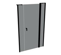 Puerta batiente de 4 esquinas de diseño puro con segmento fijo y panel lateral en nicho, anchura:120cm altura:200cm, montaje a izquierda y derecha, 8P7308123301, Cabinas de ducha: Color del perfil Neg