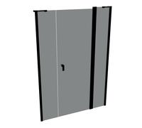 Puerta batiente de 4 esquinas de diseño puro con segmento fijo y panel lateral en nicho, anchura:140cm altura:200cm, montaje a izquierda y derecha, 8P7309123301, Cabinas de ducha: Color del perfil Neg