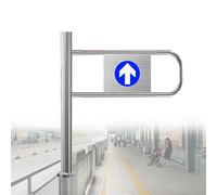 Puerta batiente de Acero Inoxidable de una vía con Acceso Seguro para mercados y entradas panorámicas.