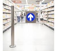 Puerta batiente de acero inoxidable, entrada única con cierre automático de 90°, dispositivo de salida de resorte para biblioteca y tienda, 95 x 100 cm, solución de acceso seguro y elegante