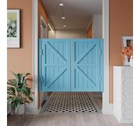 Puerta batiente de cafetería, Estilo mediterráneo, Estilo Vaquero, con Cierre automático, bisagras de Acero Inoxidable, Puerta Interior de Entrada for Porche Doble.(Light Blue,80x90cm)