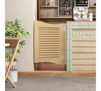 Puerta batiente de madera maciza, puerta de división interior con bisagras de acero inoxidable, diseño retro de Louvre, función de cierre automático