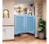 Puerta batiente de madera maciza, puerta de división interior con bisagras de acero inoxidable, diseño retro de Louvre, función de cierre automático