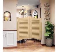 Puerta batiente de madera maciza, puerta de división interior con bisagras de acero inoxidable, diseño retro de Louvre, función de cierre automático