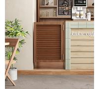 Puerta batiente de madera maciza, puerta de división interior con bisagras de acero inoxidable, diseño retro de Louvre, función de cierre automático