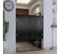 Puerta Batiente de Puerta de Cafetería, Puerta Abatible Interior de Madera con persianas, Puerta Vaiven, Puerta de Media Cintura Oeste, para Pasillo, Cocina, Bar, Entrada de Pub(Negro,H90cm x W152cm)