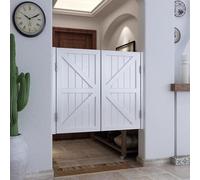 Puerta Batiente de Puerta de Cafetería, Puerta Abatible Interior de Madera con persianas, Puerta Vaiven, Puerta de Media Cintura Oeste, para Pasillo, Cocina, Bar, Entrada de Pub(White,H100cm x W129cm)