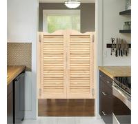 Puerta batiente interior con bisagras metálicas, puerta de media cintura con barra, cierre automático, puertas dobles de dos vías for casa, cocina, escaleras, dormitorio(Wood Color,40x41in)