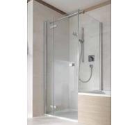 Puerta batiente Koralle con panel fijo para tabique corto S500Plus TFFKA R 90, 885-900x2000mm, VF08809020DP1, Cabinas de ducha: Marco: Plata pulida, Vidrio: ESG GlasPlus