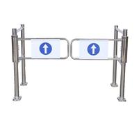 Puerta batiente metálica Universal Apta para mercados y almacenes, con Puerta de Seguridad automática y barandillas, Puerta de Entrada de Alta Resistencia, Color Plata - 160x102 cm