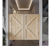 Puerta batiente retro con persianas, puerta batiente interior de madera maciza, cocina bar estilo vaquero de madera maciza, con bisagras de acero inoxidable, con cierre automático, media cin