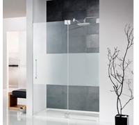 Puerta batiente sin marco HSK K2 con hoja fija para nicho K2.04, hasta 1000x2000mm, tope con bisagra a la derecha, K2.04-R-41-50edelglas, Cabinas de ducha: Aspecto cromado: ESG transparente con crista