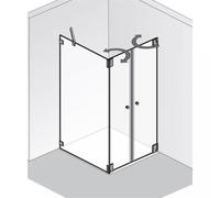 Puerta batiente sin marco HSK Kienle con panel lateral K.24, hasta 1000x2000mm, tope a la derecha, K.24-R-90-50edelglas, Cabinas de ducha: Aspecto de acero inoxidable: ESG transparente con cristal pre