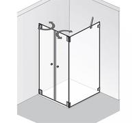 Puerta batiente sin marco HSK Kienle con panel lateral K.24, hasta 1000x2000mm, tope con bisagra a la izquierda, K.24-L-41-50, Cabinas de ducha: Aspecto cromado: ESG transparente
