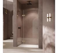 Puerta batiente sin marco HÜPPE SolvaPro, con segmento fijo, cuadrada, fijación a la izquierda, anchura 1201-1500mm, alto 1200-2000mm, a medida, 7R048255G315, Cabinas de ducha: Perfil de acero inoxida