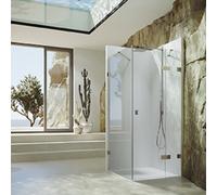 Puerta batiente SolvaPro, sin marco, segmento fijo y panel lateral, fijación derecha, anchura de puerta 700-1200mm, alto 1200-2000mm, anchura de panel lateral 200-1200mm, a medida, 7R108055H322, Cabin