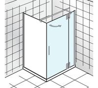 Puerta con bisagras HSK K2P en el panel lateral para panel lateral, 90,0 cm x 200,0 cm, tope a la derecha, 2170090-R--41-50edelglas, Cabinas de ducha: Aspecto cromado: ESG transparente con cristal pre